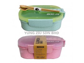 1212#800ML WHEAT STRAW HANDLE PLASTIC LUNCH BOX 